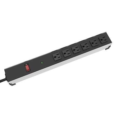 Hammond Power Strip, Surge, Heavy Duty, 5-15R, 5-15P, 6 ft., Black 1584H6A1S